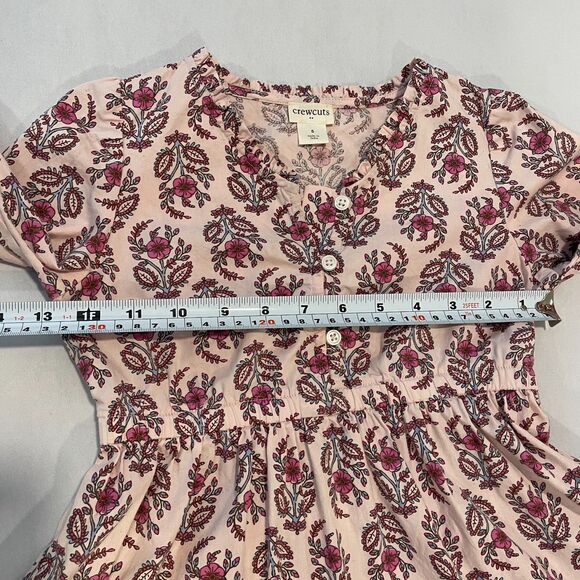 ~ crewcuts Sz 5 Floral Dress J.Crew Tiered Ruffles Pink Blue Button Front Crew - Picture 8 of 12